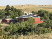 Looking down on HeDog School from hill overlooking school grounds.