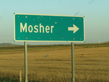 Mosher, SD highway sign.