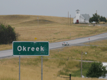 Highway 18 running through Okreek, SD.