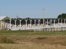 Rodeo grounds grandstand at Rosebud, SD.