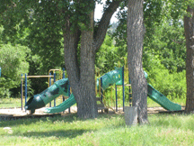 Slides on playground at Spring Creek School.